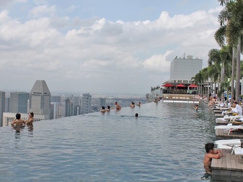 Sổ tay du lịch so tay du lich Sotaydulich Sotay Dulich Khampha Kham Pha Bui Cận cảnh bể bơi cao nhất thế giới ở Marina Bay Sands