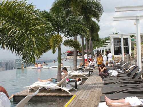 Sổ tay du lịch so tay du lich Sotaydulich Sotay Dulich Khampha Kham Pha Bui Cận cảnh bể bơi cao nhất thế giới ở Marina Bay Sands