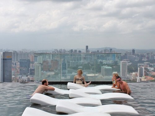 Sổ tay du lịch so tay du lich Sotaydulich Sotay Dulich Khampha Kham Pha Bui Cận cảnh bể bơi cao nhất thế giới ở Marina Bay Sands